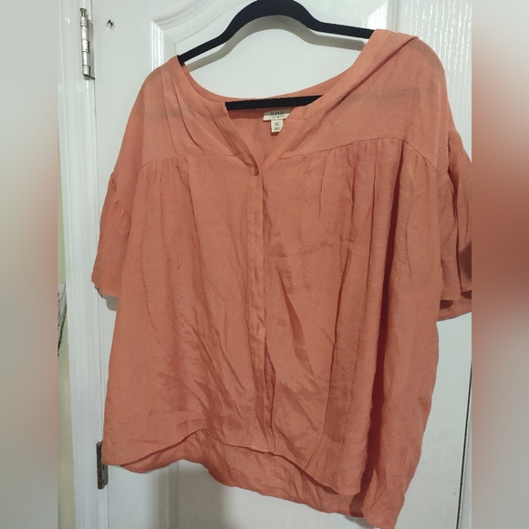 Melon colored XXL a.n.a high low short sleeve blouse - Picture 1 of 3